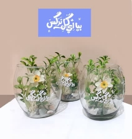 برچسب شیشه ای طرح بیا ای گل نرگس/ بسته سه عددی