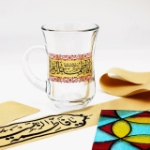 استکان کمر باریک دسته دار بزرگ طرح یا فاطمه الزهرا - فاطمیه