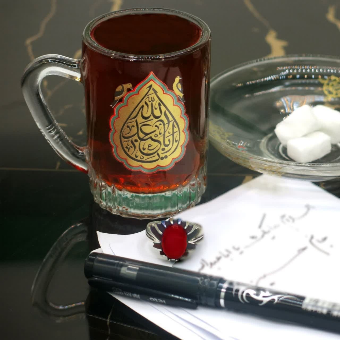 استکان دسته دار طرح یا اباعبدالله - محرم