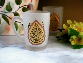 استکان دسته دار بلند مات طرح یا اباعبدالله - محرم
