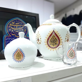 استکان کمر باریک دسته دار طرح یا اباعبدالله - محرم