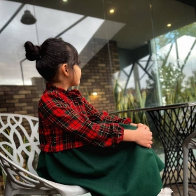 تصویر  کت و سارافون دخترانه چهار خانه/ سبز