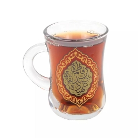 استکان کمر باریک دسته دار طرح ان فاطمه الصدیقه الشهیده - فاطمیه