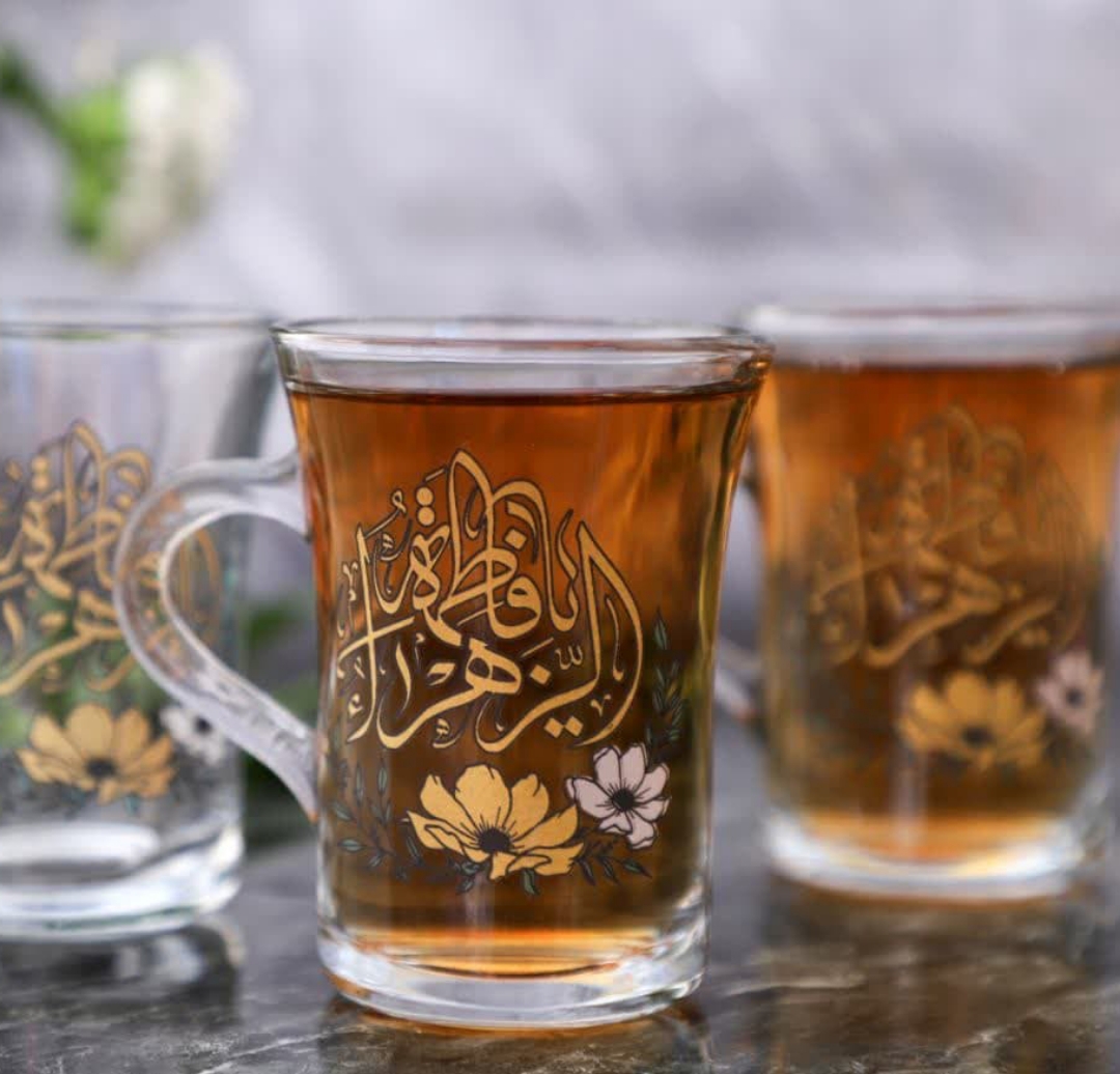 استکان دسته دار بزرگ طرح یا فاطمه الزهرا - فاطمیه