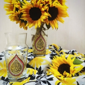 گلدان شیشه ای طرح یا ابالفضل- محرم