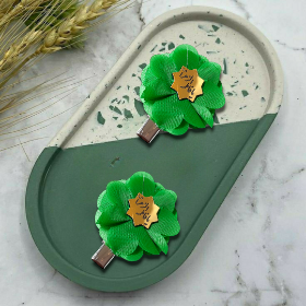 تصویر  گل سر پلاک دار سبز/ یا فاطمه الزهرا