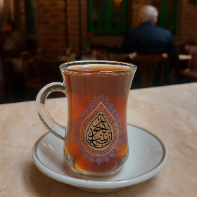 استکان کمر باریک دسته دار طرح یا زینب الحوراء