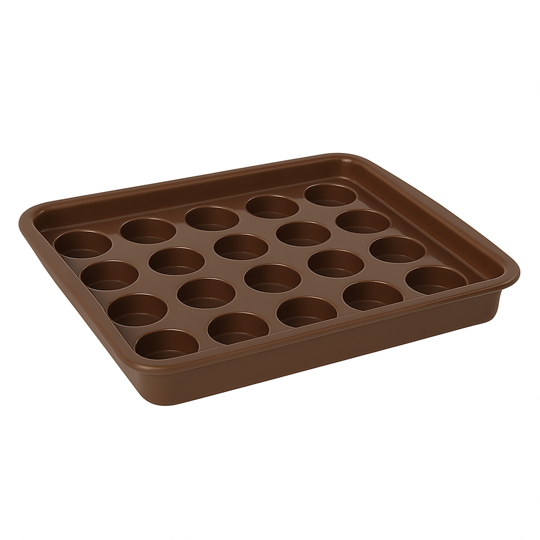 سینی جا لیوانی 20 تایی دو تکه - رنگ قهوه ای