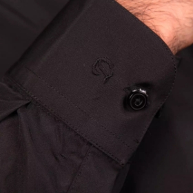 پیراهن مشکی مردانه آستین بلند دکمه مخفی - سایز  دو ایکس لارج XXL