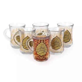 استکان کمر باریک دسته دار طرح  یا قمر بنی هاشم