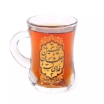 استکان کمر باریک دسته دار طرح به فدای لب عطشان حسین