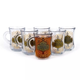 استکان کمر باریک دسته دار طرح یا فاطمه الزهرا سلام الله علیها