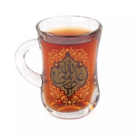 استکان کمر باریک دسته دار طرح علی ولی الله