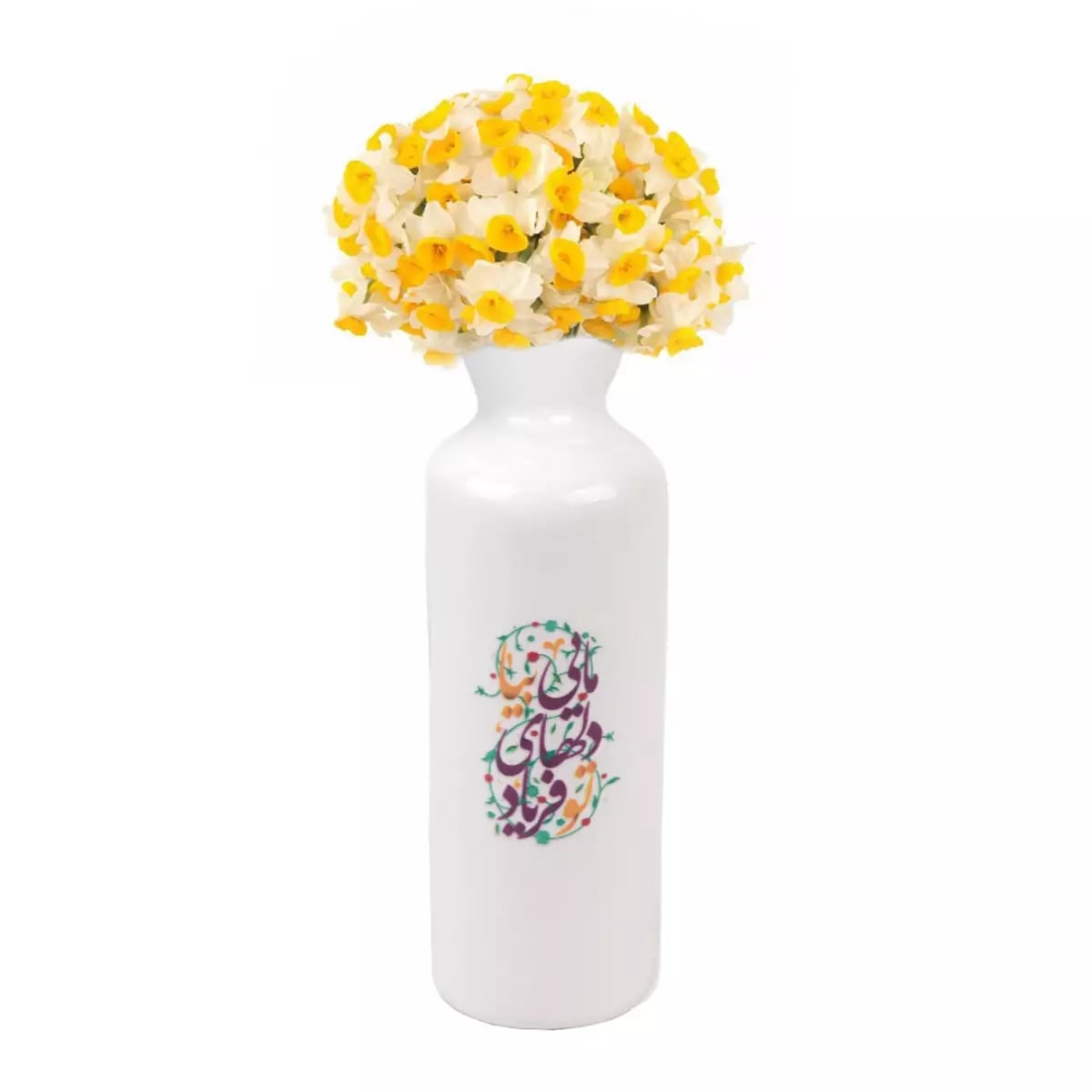 گلدان سرامیکی استوانه ای طرح تو فریاد دلهای مایی