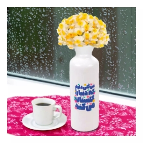 گلدان سرامیکی استوانه ای طرح من گلی دارم که عالم را گلستان می کند