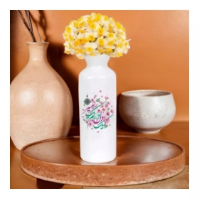 گلدان سرامیکی استوانه ای طرح یک دل دارم یک امیر