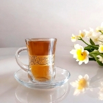 استکان کمر باریک دسته دار طرح یا فاطمه الزهرا