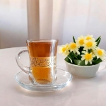 استکان کمر باریک دسته دار طرح یا فاطمه الزهرا