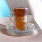 استکان کمر باریک دسته دار طرح یا فاطمه الزهرا